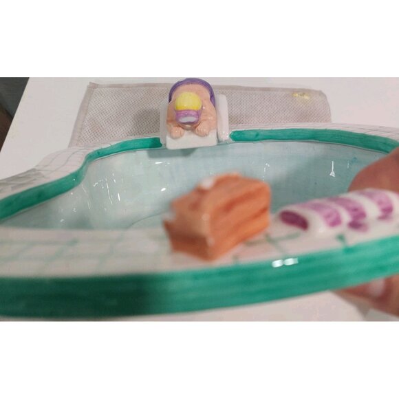 1995 Vtg Lotus Chip And Dip Swimming Pool Party And Hot Tub / Floaty Ceramic Set - Picture 7 of 16